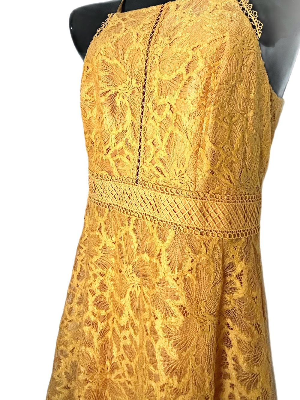 ANTONIO MELANI Yellow Lace Midi Dress *NWOT - Picture 10 of 16